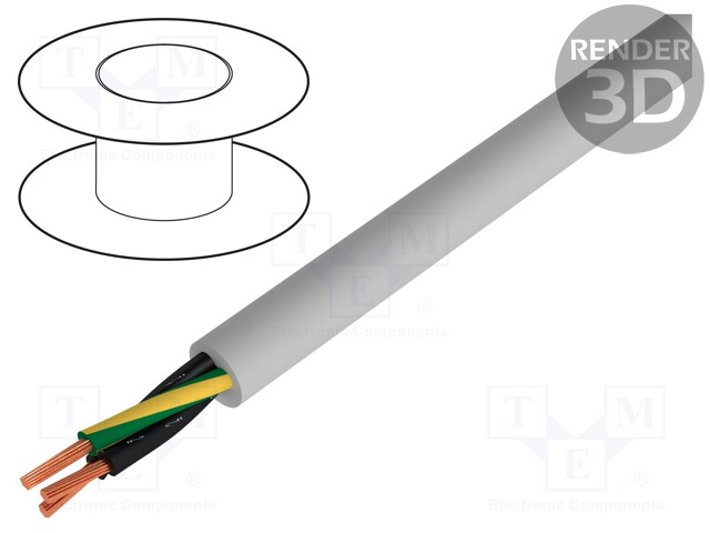 Wire; stranded; Cu; JZ-500-PUR; 3G0,75mm2; unshielded; grey; PUR