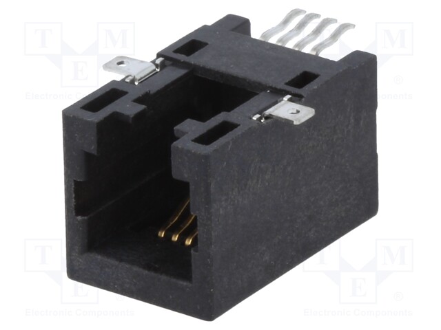 Socket; RJ9; PIN: 4; Cat: 5; Layout: 4p4c; SMT; horizontal