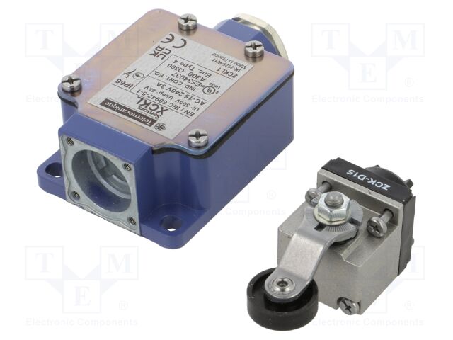 Limit switch; lever R 34,5mm, plastic roller Ø19mm; NO + NC