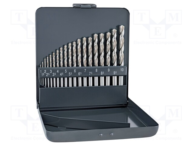 Drill set; Application: aluminium,metal,steel,cast iron; Pcs: 19