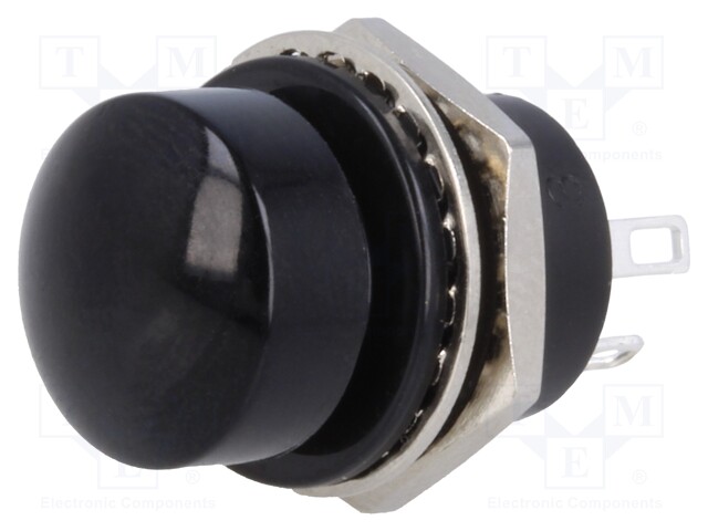 Switch: push-button; Pos: 2; SPDT; 5A/32VDC; black; Illumin: none