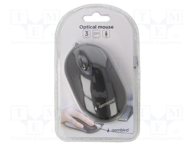Optical mouse; black; USB A; wired; No.of butt: 3; 1.25m