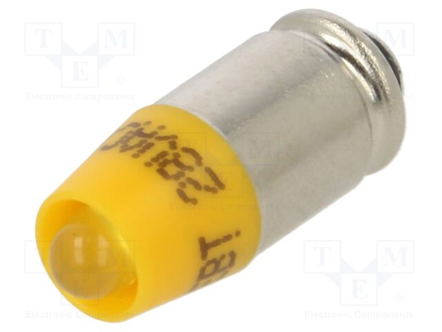 Indicator: LED; S5,7s,T1-3/4; yellow; plastic; 28VAC; 28VDC; 3mm