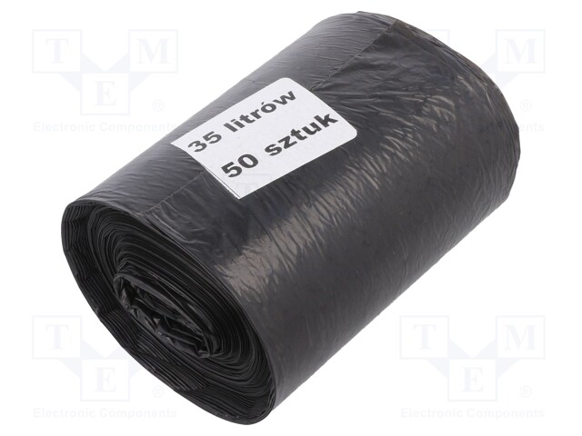 Trash bags; 50pcs; LDPE; Colour: black; 35l