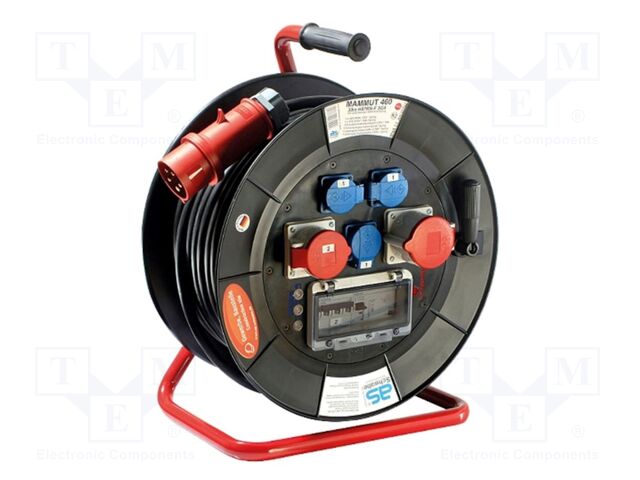 Extension lead; 5G6mm2; reel,three-phase,with brake; Sockets: 6