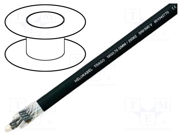 Wire; stranded; Cu; TRAGO; 7x1mm2; unshielded; black; PVC; 300/500V