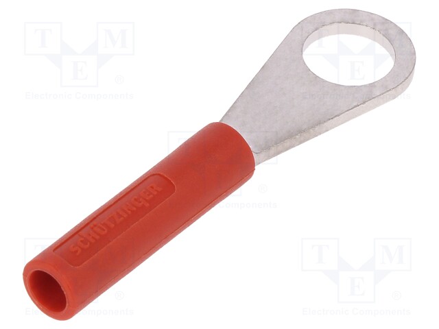 Socket; 4mm banana; 32A; 30VAC; 60VDC; red; nickel plated; M8 screw