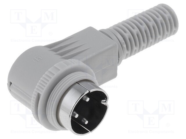 Plug; DIN; male; PIN: 3; Layout: 180°; angled 90°; for cable
