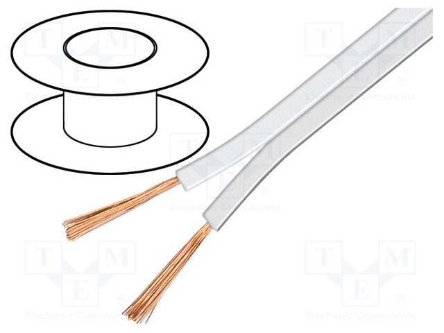 Wire: loudspeaker cable; 2x1,5mm2; stranded; CCA; white; 100m