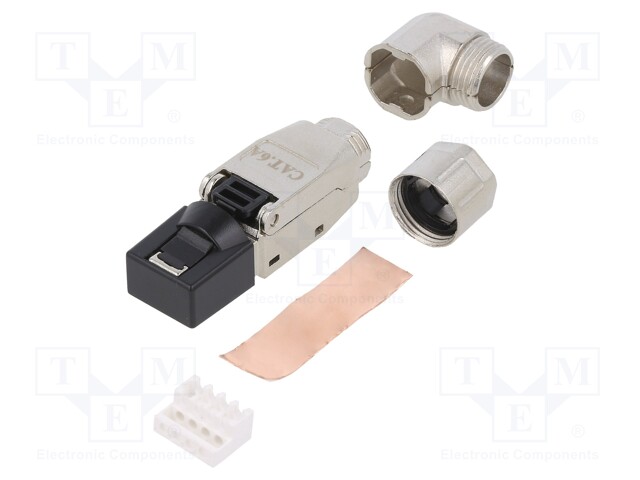 Plug; RJ45; PIN: 8; Cat: 6a; shielded; Layout: 8p8c; Colour: metallic
