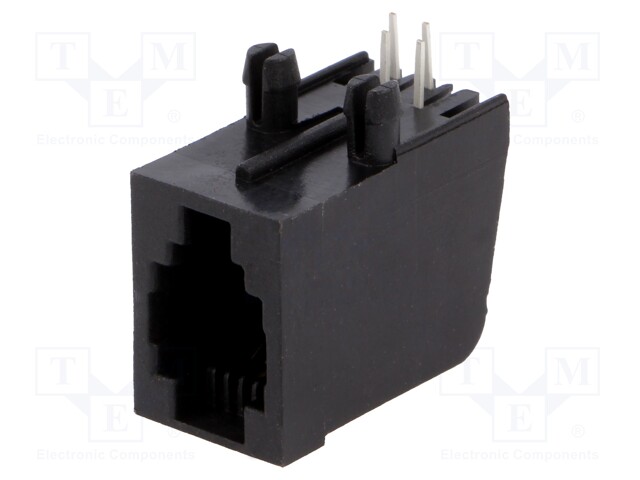 Socket; RJ9; PIN: 4; Layout: 4p4c; THT; angled