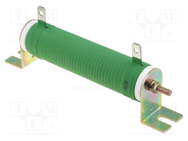 Resistor: wire-wound; 10Ω; 80W; ±5%; Ø28x121mm; 200ppm/°C