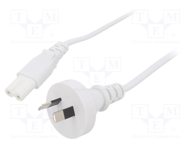 Cable; 2x0.75mm2; AS/NZS 3112 (I) plug,IEC C7 female; PVC; 1.8m