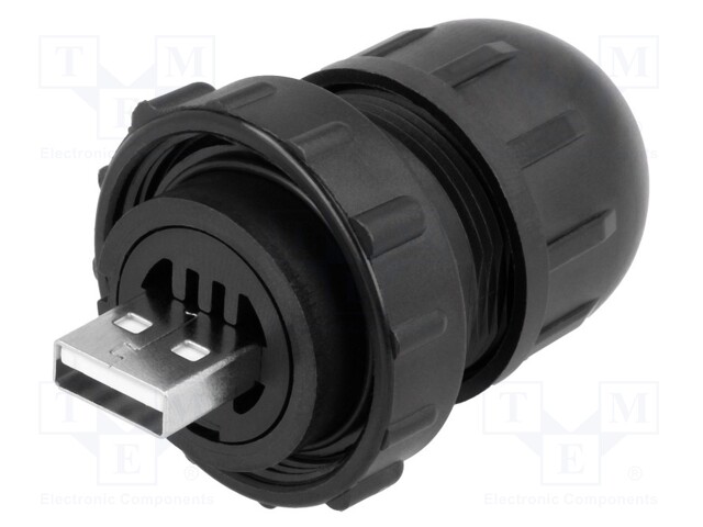 Plug; USB A; Data-Con-X; for cable; straight; USB 2.0; IP67,IP68