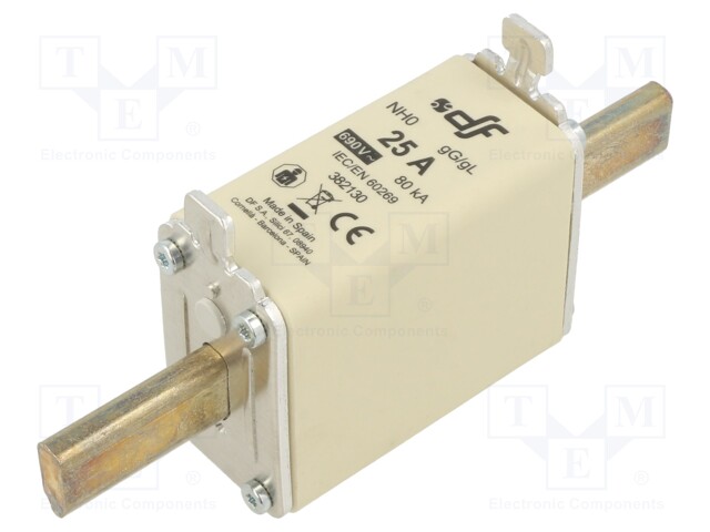Fuse: fuse; gG; 25A; 690VAC; 440VDC; ceramic; NH0
