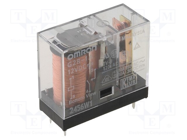 Relay: electromagnetic; SPST-NO; Ucoil: 12VDC; 10A/250VAC; 30mΩ