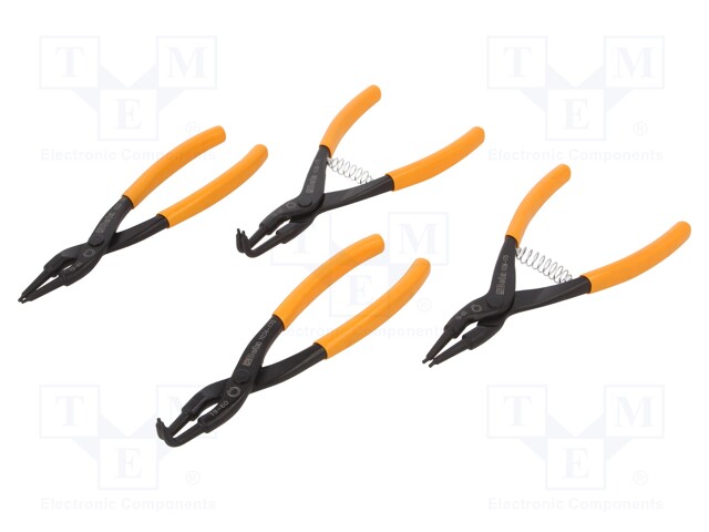 Kit: pliers; Pcs: 4; for circlip; angular,straight; Ring: external