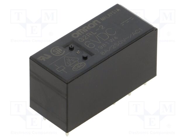Relay: electromagnetic; DPDT; Ucoil: 6VDC; 8A; 8A/250VAC; 8A/30VDC