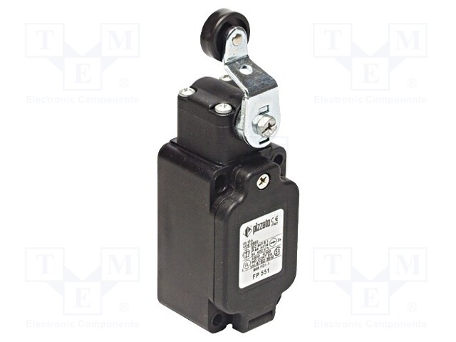 Limit switch; lever R 40mm, plastic roller Ø20mm; NO + NC; 10A