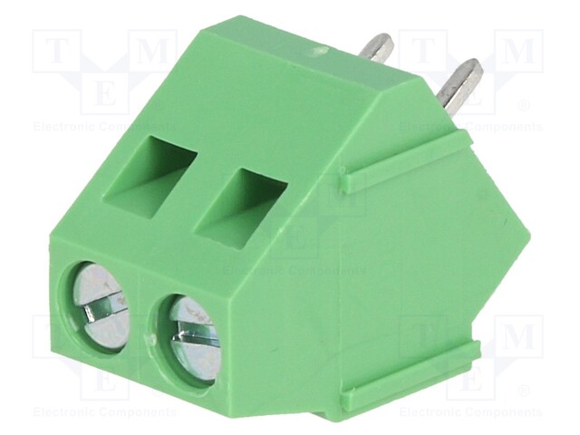 PCB terminal block; angled 45°; 5mm; ways: 2; on PCBs; 2.5mm2; 24A