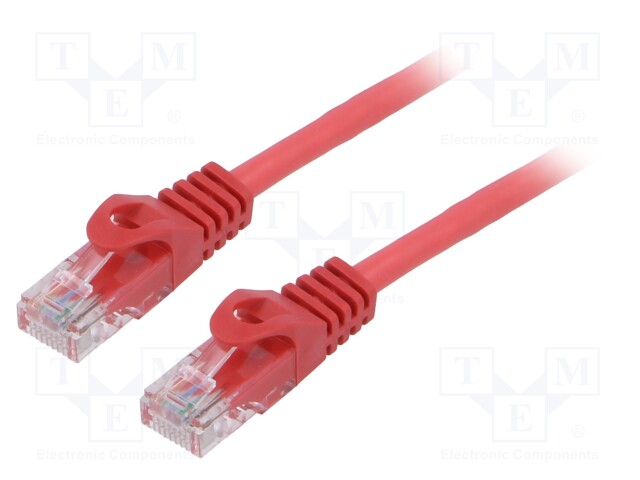 Patch cord; U/UTP; 6; stranded; CCA; PVC; red; 1.5m; 26AWG; Cores: 8