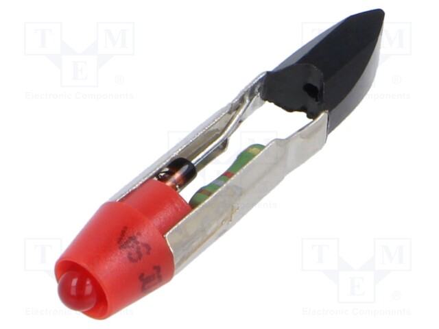 Indicator: LED; T5,5; red; plastic; 28VAC; 28VDC; -20÷60°C; 3mm