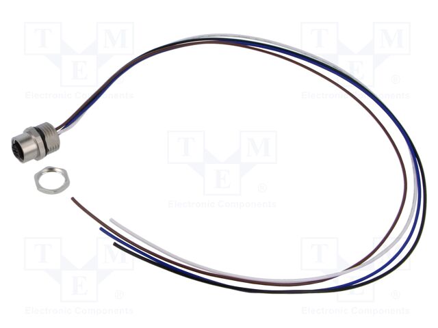 Connector: M12; socket; male; straight; with lead; PIN: 4; 0.34mm2