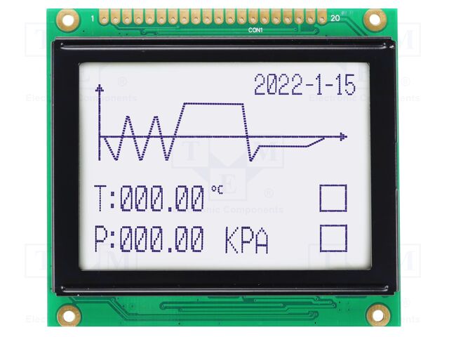 Display: LCD; 128x64; FSTN Negative; blue; 78x70mm; LED; 1x20; 5V
