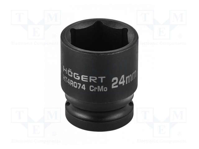 Wrench; hex socket,socket spanner,impact; HEX 24mm; 1/2"; short