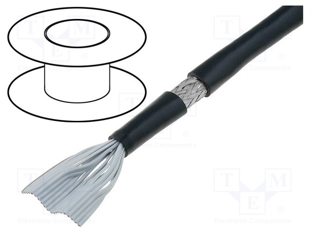 Wire: ribbon; round; 1.27mm; stranded; Cu; 20x28AWG; PVC; black