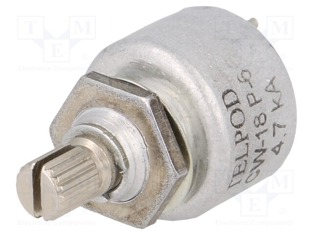 Potentiometer: shaft; single turn; 4.7kΩ; 1W; ±20%; 4mm; linear; THT