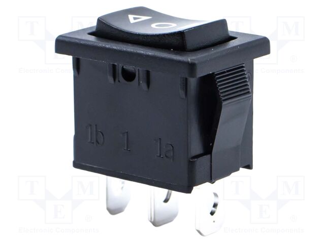 ROCKER; SP3T; Pos: 3; (ON)-ON-(OFF); 8A/250VAC; black; none; R1966