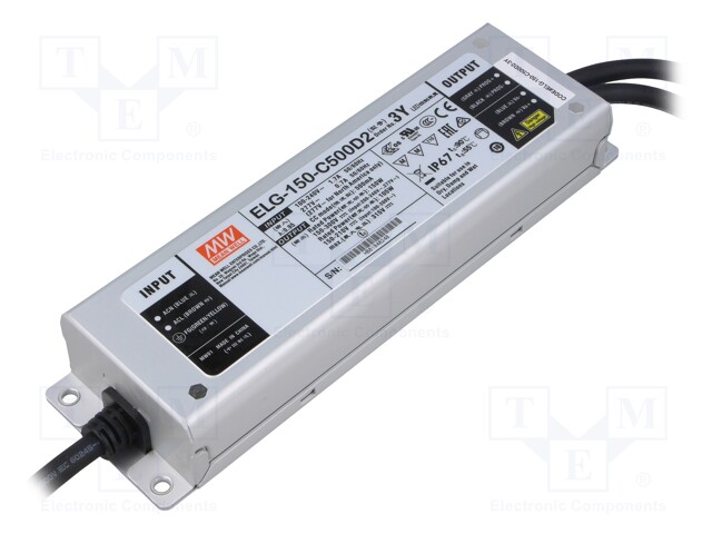 Power supply: switched-mode; LED; 150W; 150÷300VDC; 500mA; IP67