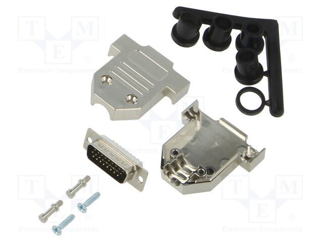 D-Sub HD; PIN: 26; plug; female; soldering; for cable; black