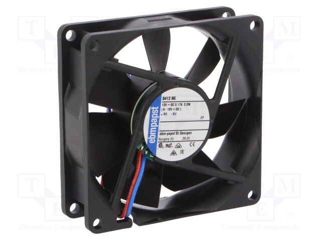 Fan: DC; axial; 80x80x25mm; 69m3/h; 32dBA; slide bearing; 3100rpm