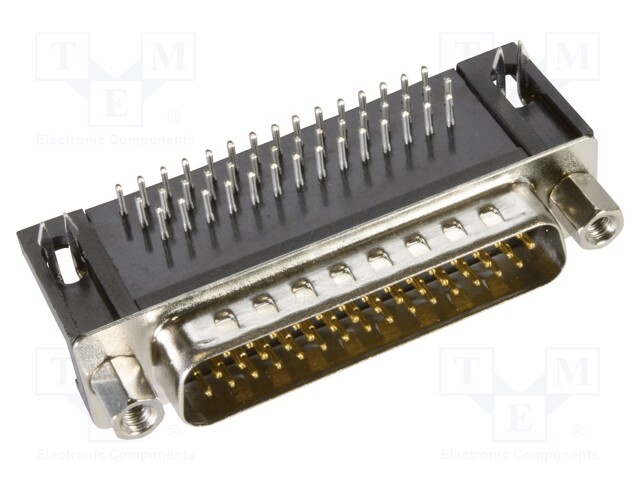 D Sub Connector, Right Angle, HD44, High Density, Plug, 44 Contacts, DB, Solder