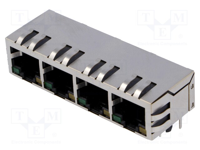 Socket; RJ45; PIN: 8; shielded,with LED; Layout: 8p8c; THT