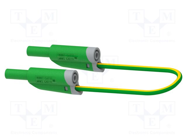 Test lead; 20A; banana plug 4mm,both sides; Len: 0.5m; green