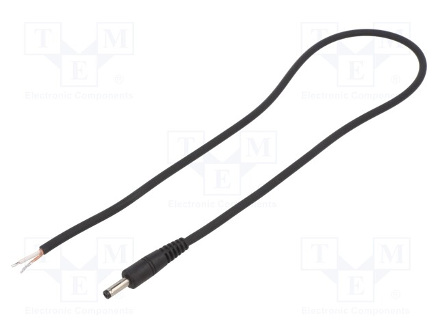 Cable; wires,DC 4,0/1,7 plug; straight; 0.75mm2; black; 0.5m