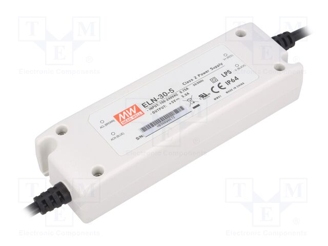 Power supply: switching; LED; 25W; 5VDC; 5A; 90÷264VAC; IP64; 320mm