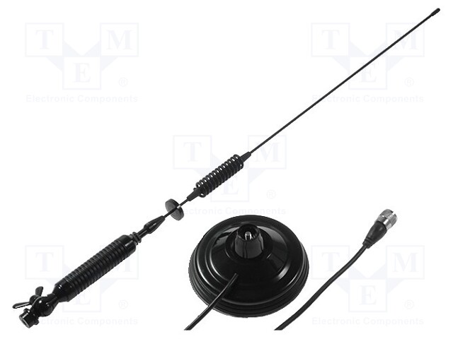 Antenna; CB; 0.72m; 3dBi; 500W; magnet; black; Len: 4m; UHF