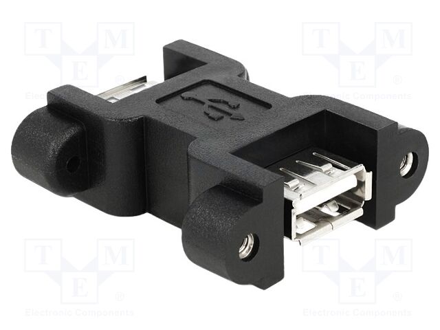 Adapter; USB 2.0; USB A socket,both sides; gold-plated; screw