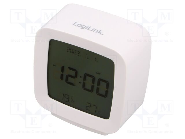 Digital alarm clock; Temp: 0÷50°C; Display: LCD; white; 20÷90%RH