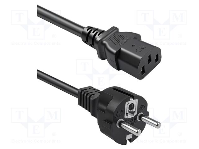 Cable; 3G1mm2; CEE 7/7 (E/F) plug,IEC C13 female; PVC; 1.5m; 230V