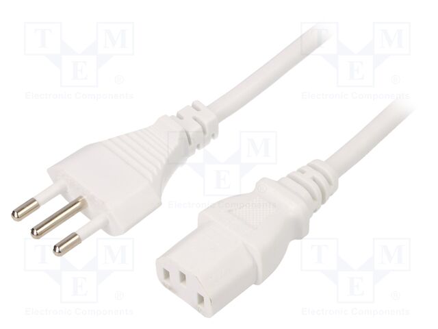 Cable; 3x0.75mm2; CEI 23-50 (L) plug,IEC C13 female; PVC; 1m