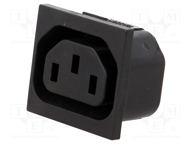 Connector: AC supply; socket; female; 10A; 250VAC; IEC 60320; THT