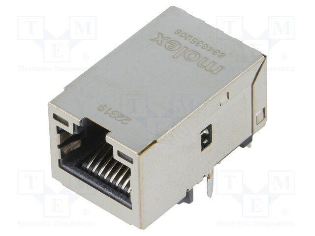 Socket; RJ45; MXMag; PIN: 8; shielded,with LED; gold-plated; THT
