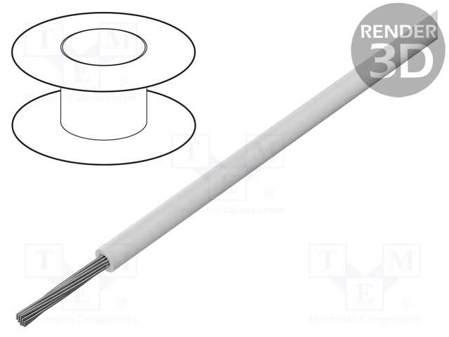 Wire; HookUp Wire PVC; stranded; Cu; 12AWG; white; PVC; 1kV; 305m