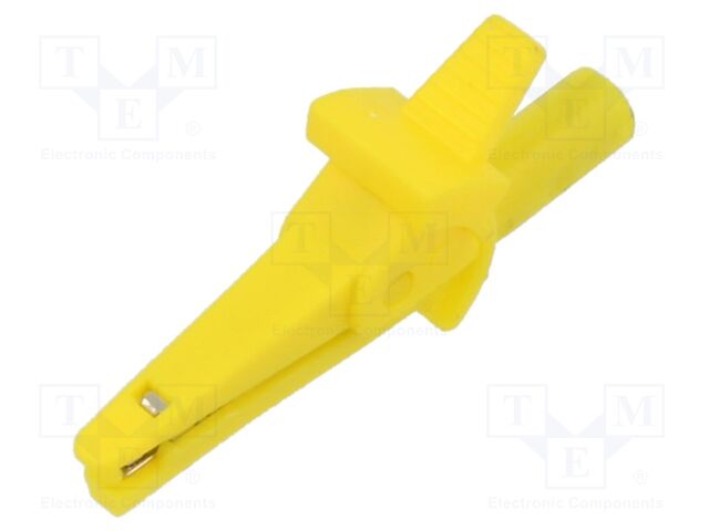 Crocodile clip; 10A; yellow; max.8mm; 600V; Plating: nickel plated