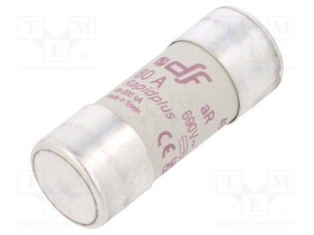 Fuse: fuse; aR; 80A; 690VAC; 700VDC; 22x58mm